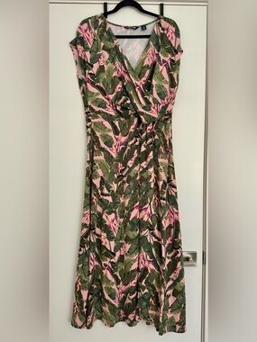 Lands' End Tropical Print Faux Wrap Dress